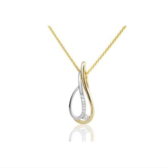 White Sapphire Double Loop Pendant in Two-Tone Silver