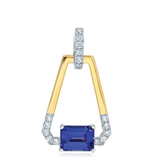 Lab-Grown Sapphire & .28ctw Diamond Pendant 14k Two-Tone