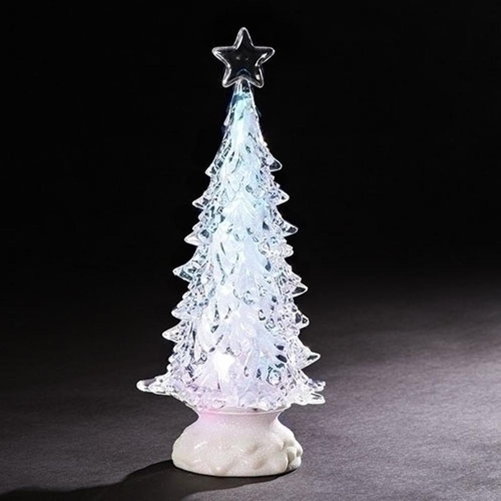 12" LED Rotating Tricolor Christmas Tree with White Base