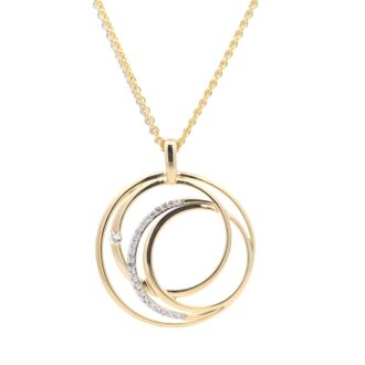 Breuning Open Circle White Sapphire Drop Pendant Gold-Plated