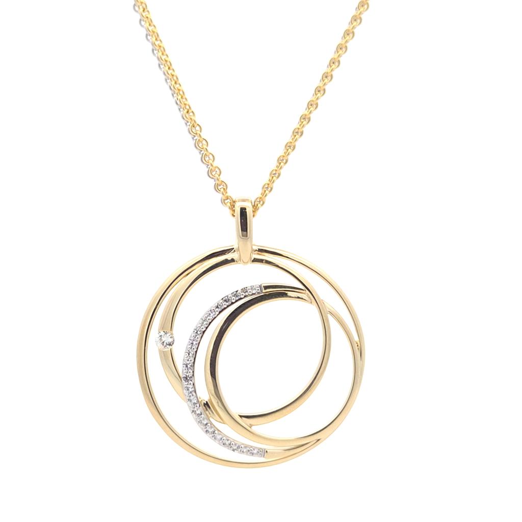Breuning Open Circle White Sapphire Drop Pendant Gold-Plated