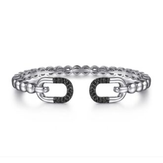 Gabriel Bujukan Black Spinel Open Bangle in Sterling Silver