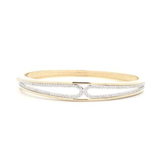 Breuning White Sapphire Double Loop Bangle in 14k Gold Plate
