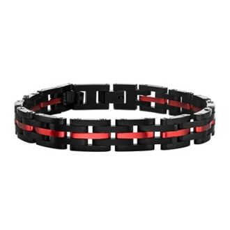 Inox Men's Bracelt in Red and Black Stainless Steel