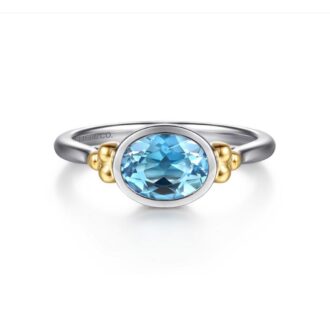 Gabriel Bujukan Blue Topaz Ring in Silver & 14k Yellow Gold