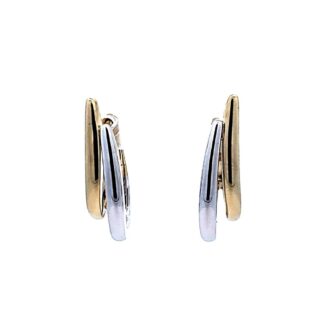 Breuning Two-Tone Double Loop Huggie Hoop Earrings