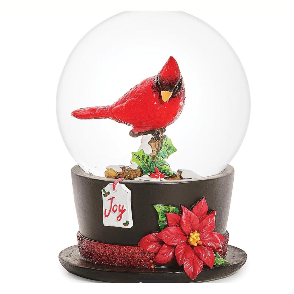 5.5" Cardinal in Top Hat Snow Globe