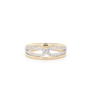 Yellow Gold Plated White Sapphire Double Loop Fashion Ring