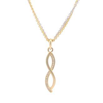 Breuning White Sapphire Satin Infinity Pendant, Gold Plate