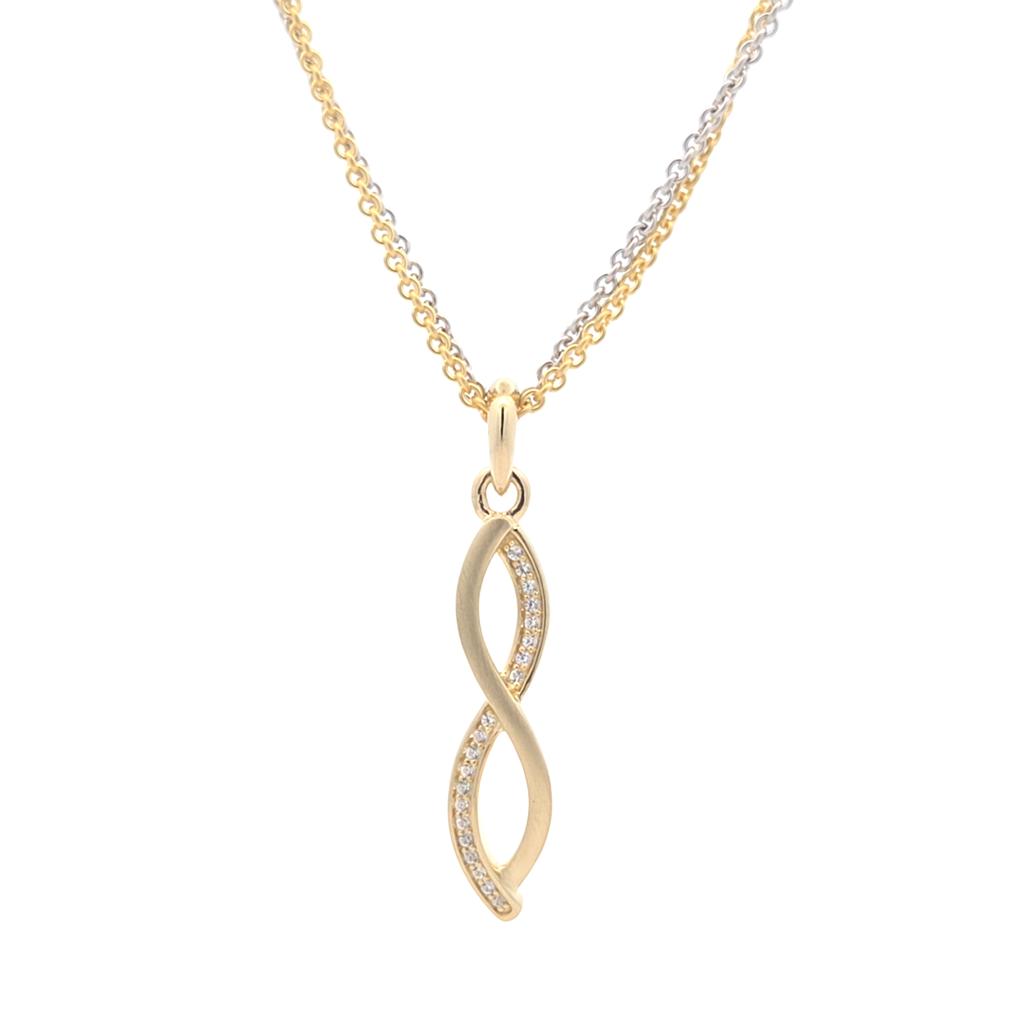 Breuning White Sapphire Satin Infinity Pendant, Gold Plate