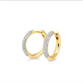 Breuning 16mm White Sapphire Yellow Gold-Plated Huggie Hoops
