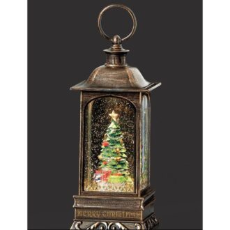 Lighted Swirl Rotating Christmas Tree Lantern, 9.25in