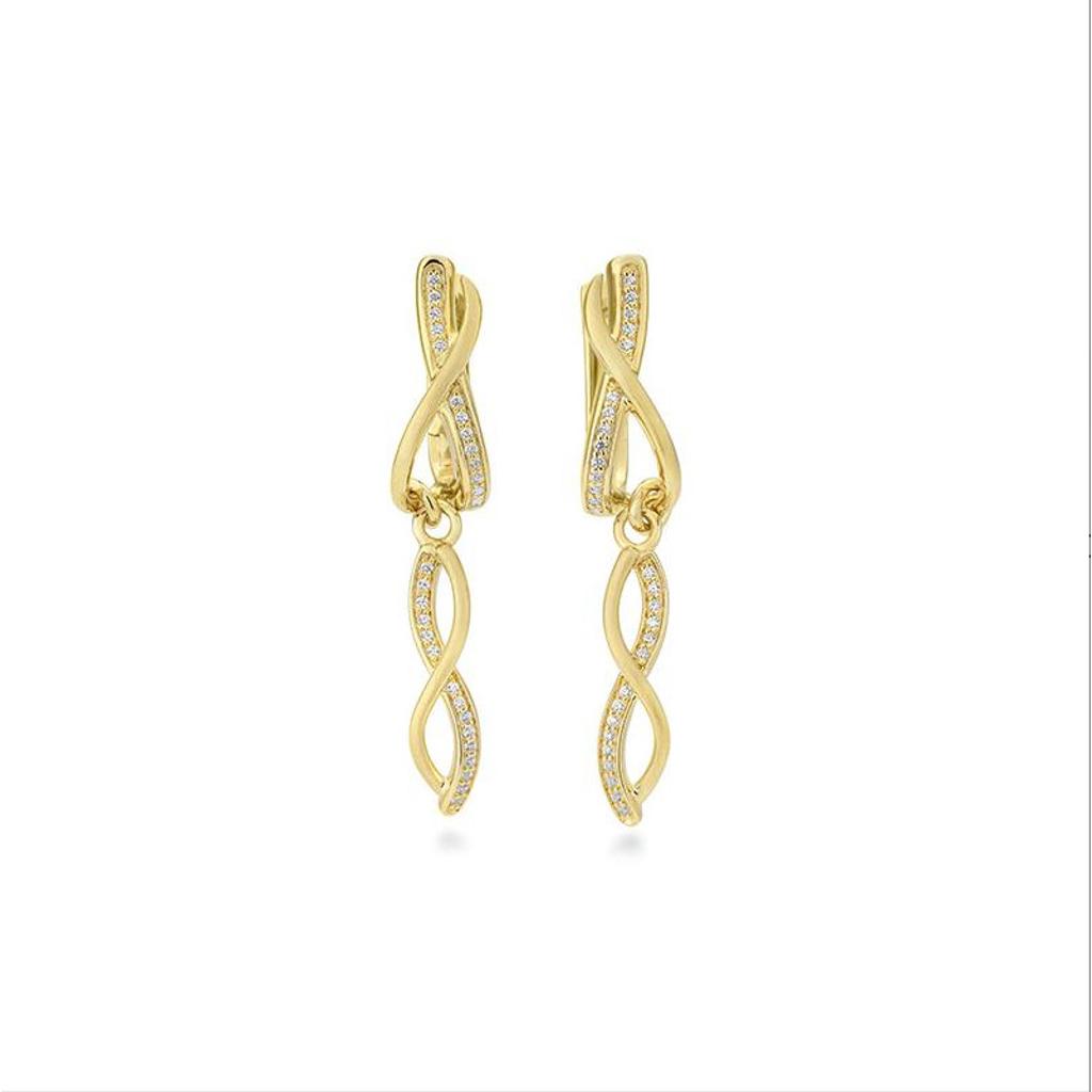 Gold-Plated White Sapphire Infinity Dangle Hoop Earrings