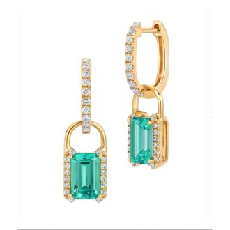 Chatham Lab-Grown Alexandrite & .41ctw Diamond Huggies