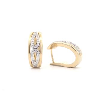 Yellow Gold-Plated Double Hoop White Sapphire Earrings