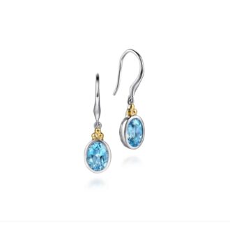 Gabriel Two-Tone Oval Blue Topaz Dangle Earrings