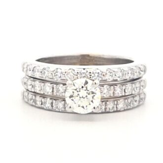 Pre-Owned 14K White Gold 3-Ring Bridal Set 1.31ctw, 0.55ct