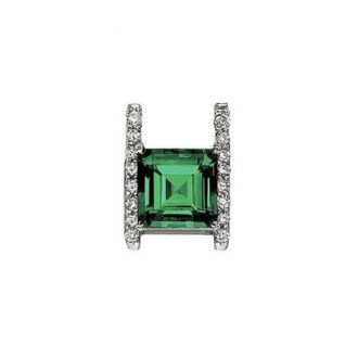 Chatham Lab Emerald Drop Necklace, .14ctw, 14k White Gold