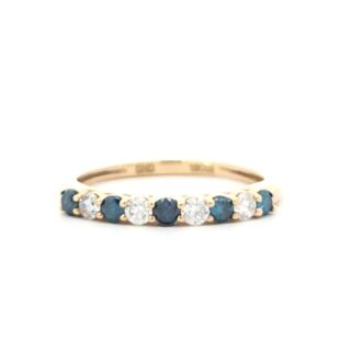 1/2ctw Blue & White Diamond Band in 10k Yellow Gold
