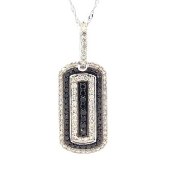 1.33ctw Black & White Diamond Drop Necklace 10K White Gold
