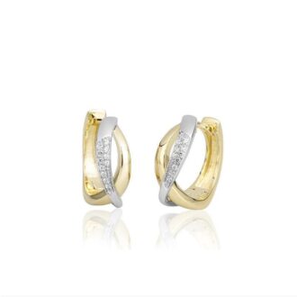Breuning Crossover Huggie Hoop Earrings in Yellow Gold Plate