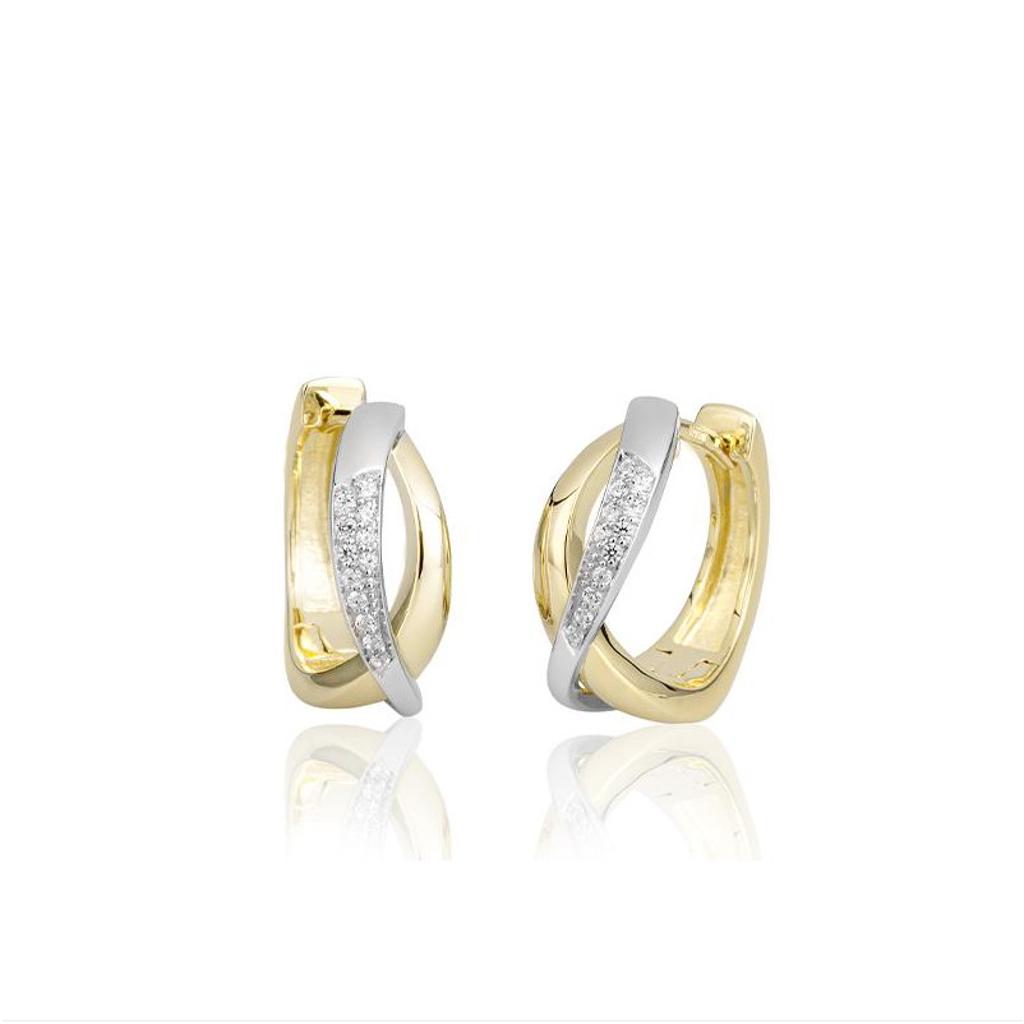 Breuning Crossover Huggie Hoop Earrings in Yellow Gold Plate