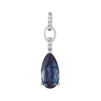 Lab Grown Alexandrite & .06ctw Diamond Drop Necklace