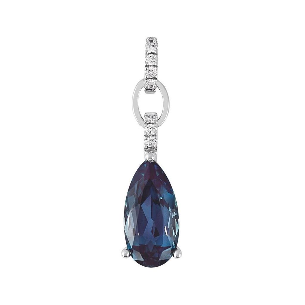 Lab Grown Alexandrite & .06ctw Diamond Drop Necklace