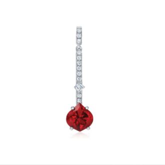 Lab Ruby Bar Pendant, .19ctw Lab Diamonds, 14k White Gold