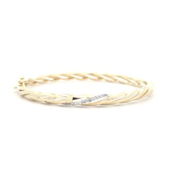 Breuning White Sapphire Twist Gold-Plated Bangle Bracelet