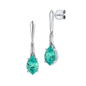 14K White Gold Chatham Lab-Grown Chrysoberyl Drop Earrings